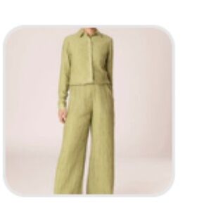 Veiled Collection Wide Leg High Waisted Pants Cypress Green NWT